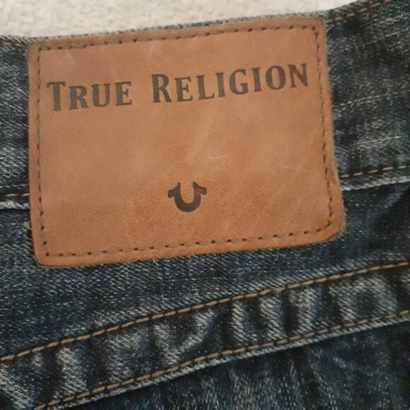 True Religion Men's Size 30 Medium Wash Distressed Rocco Relaxed Skinny Jeans - Picture 11 of 16